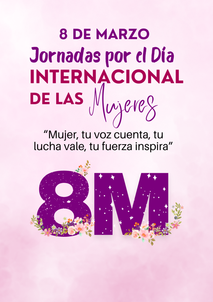 Programa jornadas evento 8m día de la mujer ilustrado moderno morado (5)